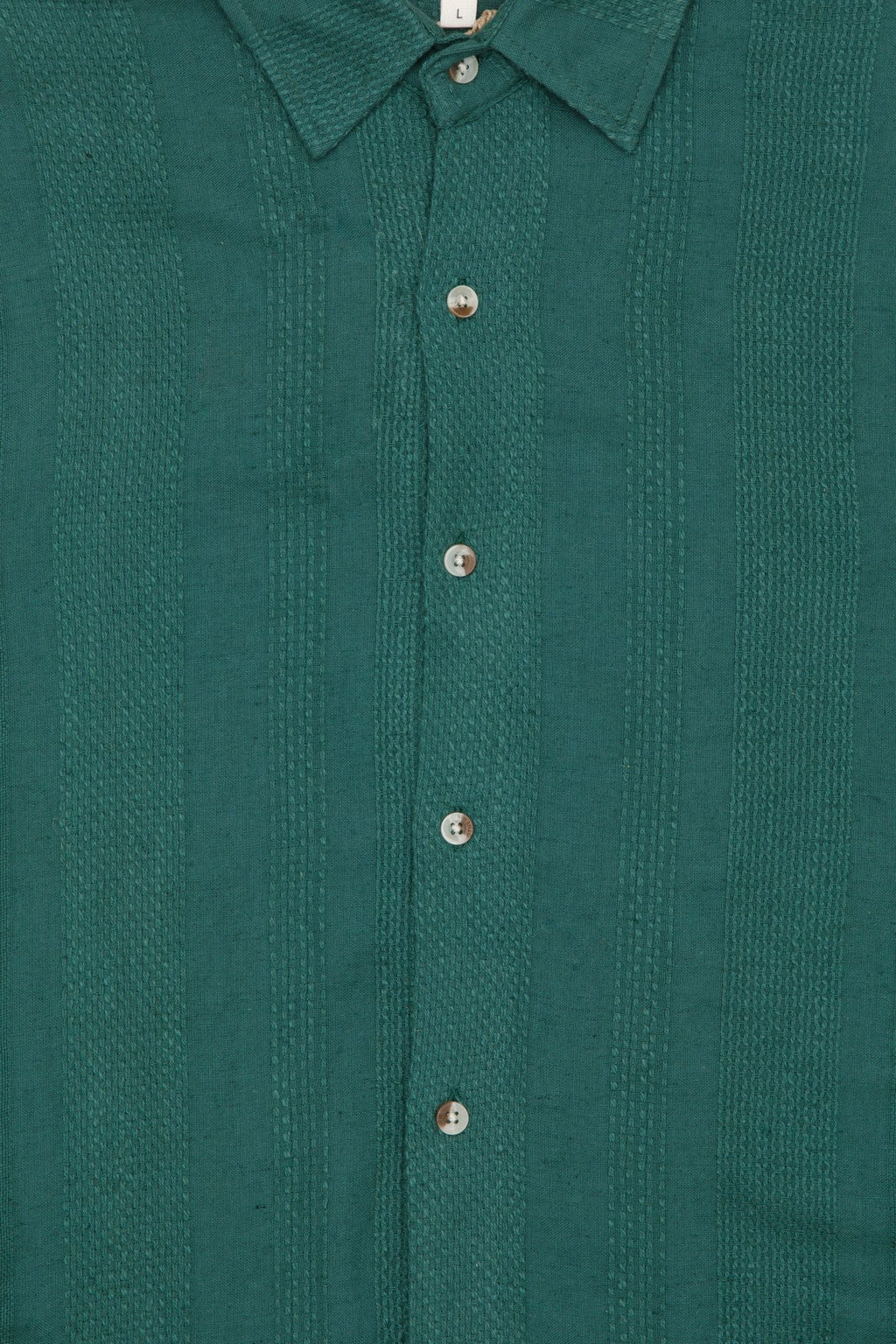 frost textured cotton long sleeve shirt in green