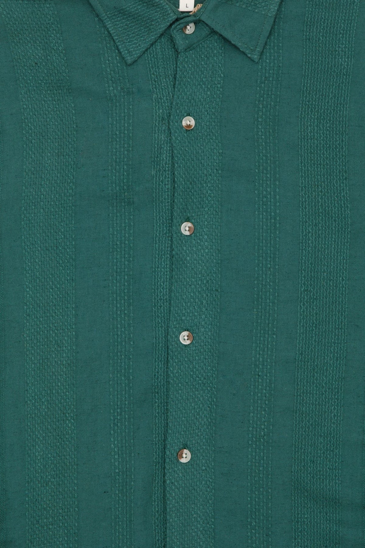 frost textured cotton long sleeve shirt in green