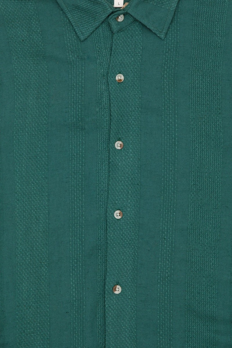frost textured cotton long sleeve shirt in green