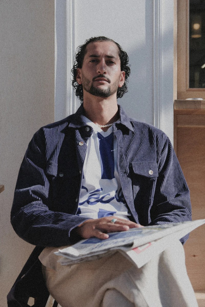 shadow corduroy overshirt in blue