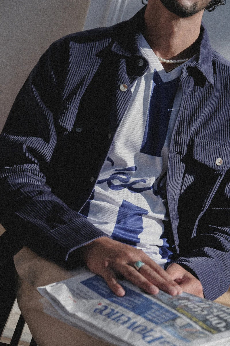 shadow corduroy overshirt in blue