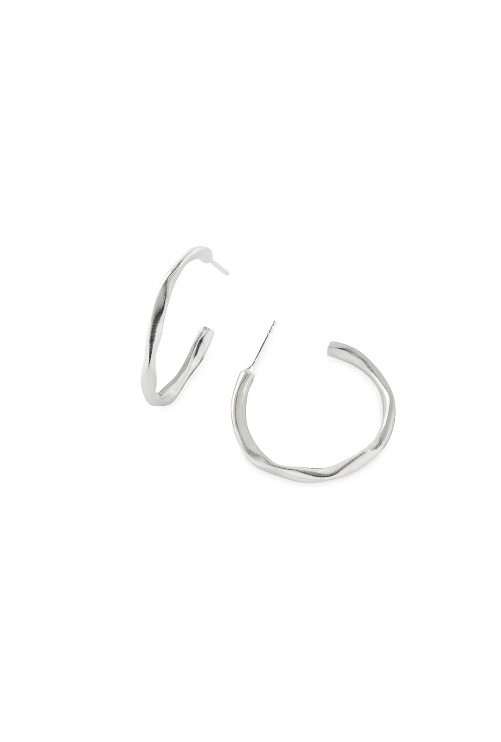 Aretas Thin Irregular Hoops Silver