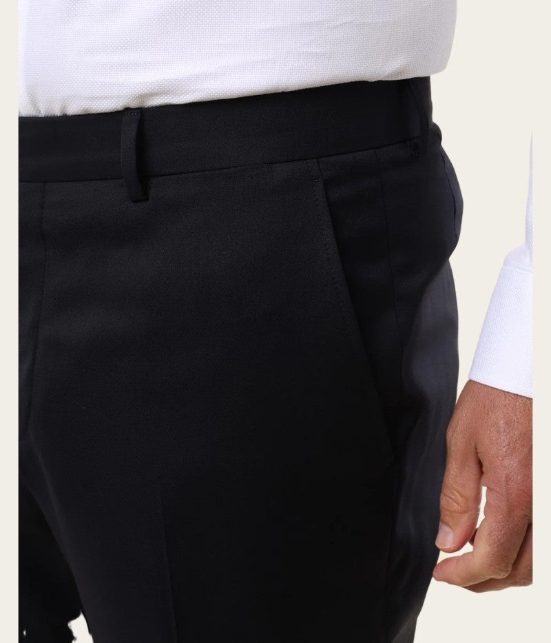 Calças Clássicas Soft Slim 100% Lã Virgem em Azul Escuro