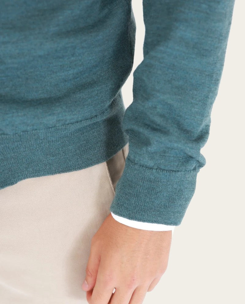 Casaco de Malha 100% Lã Merino em Verde Petróleo