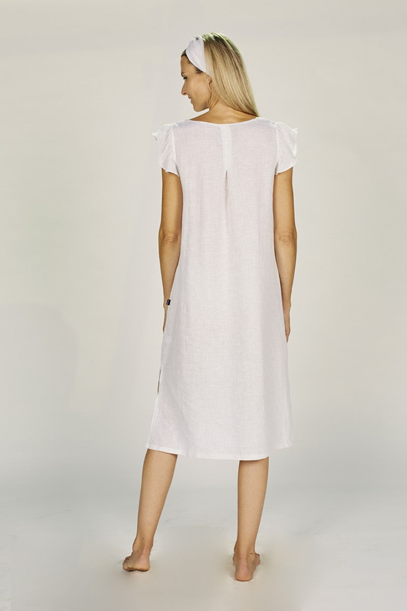 LINEN STRIPES W`S LONG NIGHTSHIRT