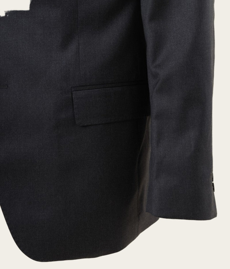 Fato Soft Slim 100% Lã Virgem Liso em Cinzento Escuro
