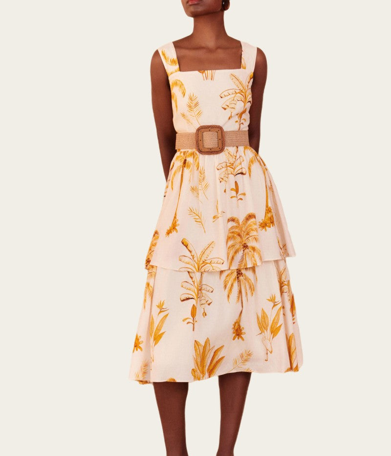 LUISA PALM DRESS - BEIGE