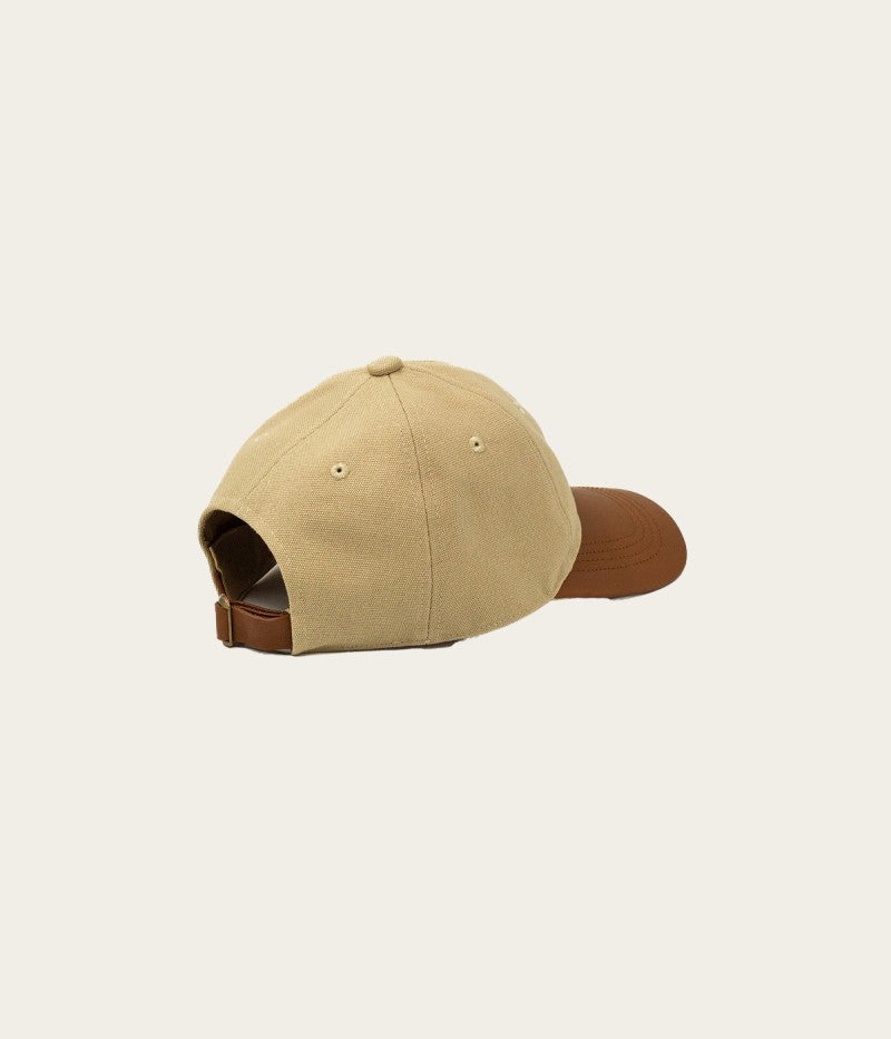 Leather Cap Canvas Beige