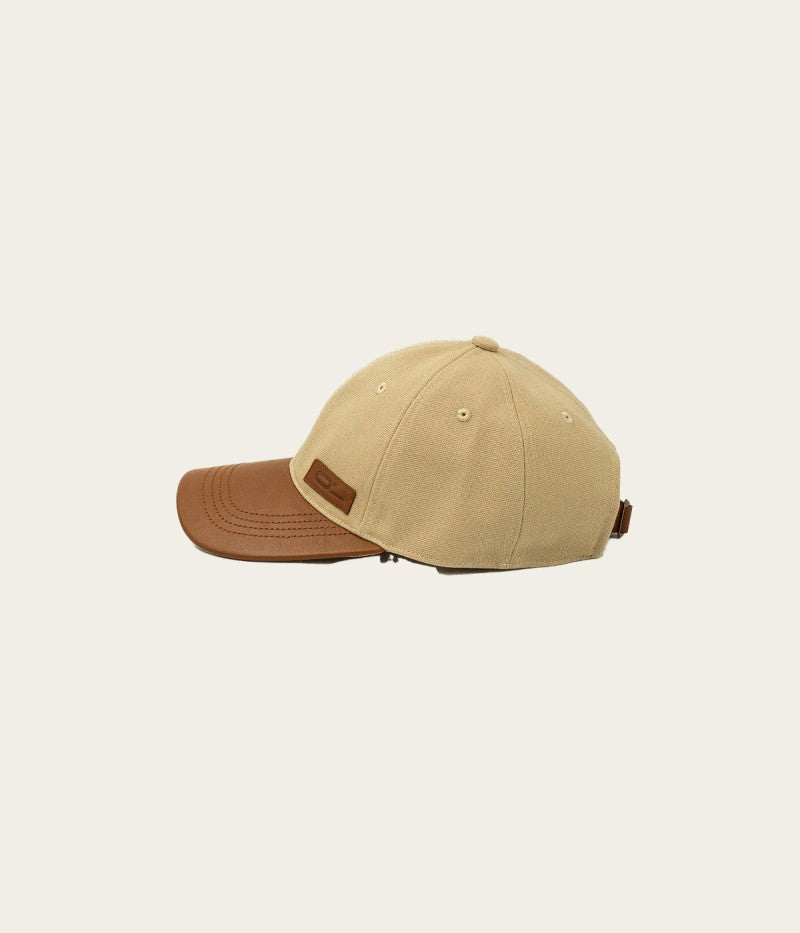 Leather Cap Canvas Beige
