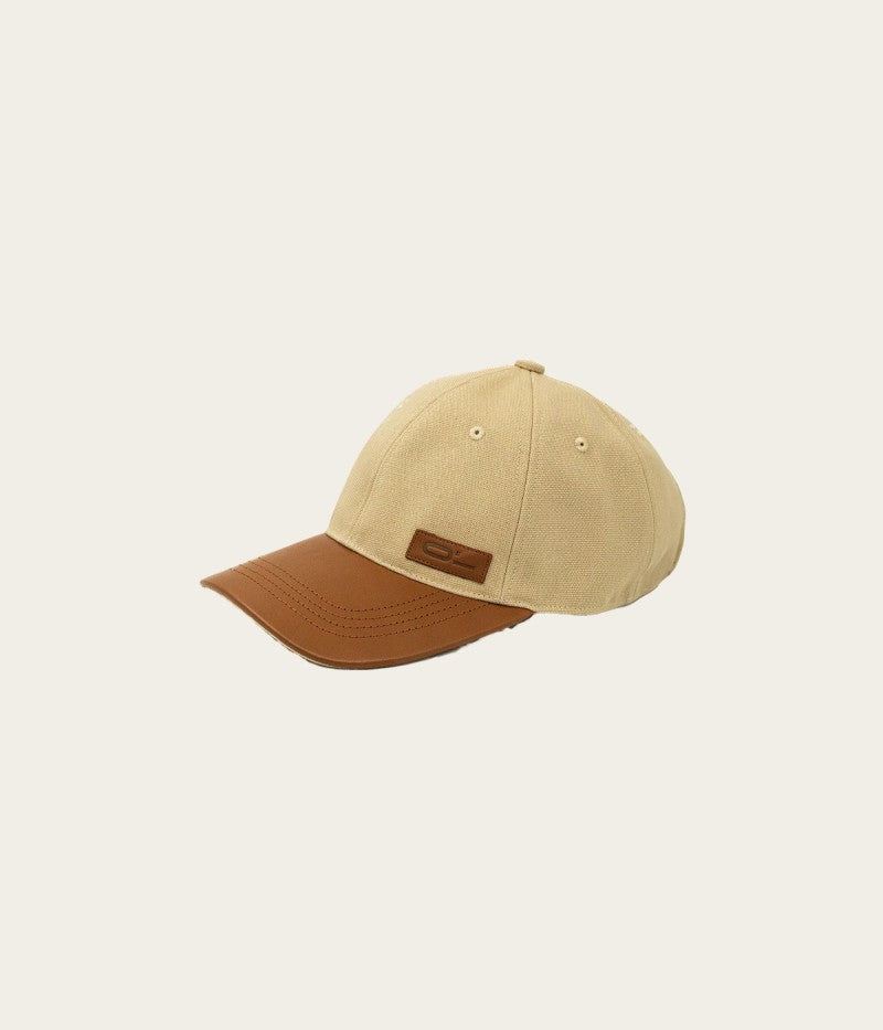 Leather Cap Canvas Beige