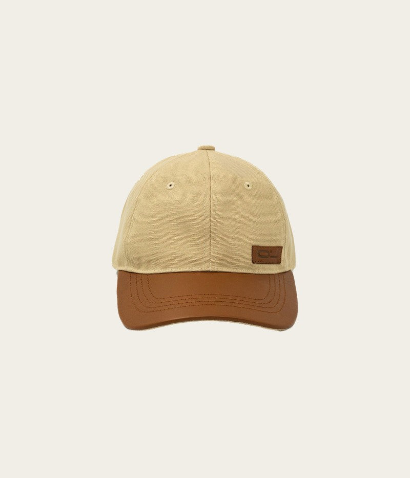 Leather Cap Canvas Beige