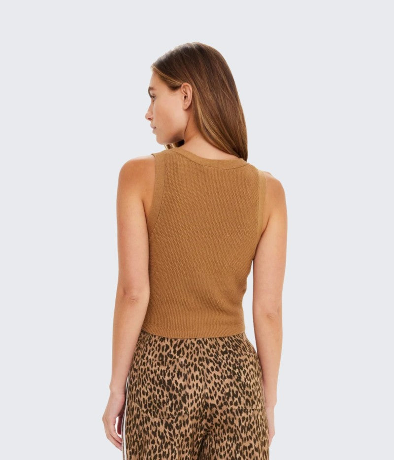 Babylon Button Knit Vest Tan