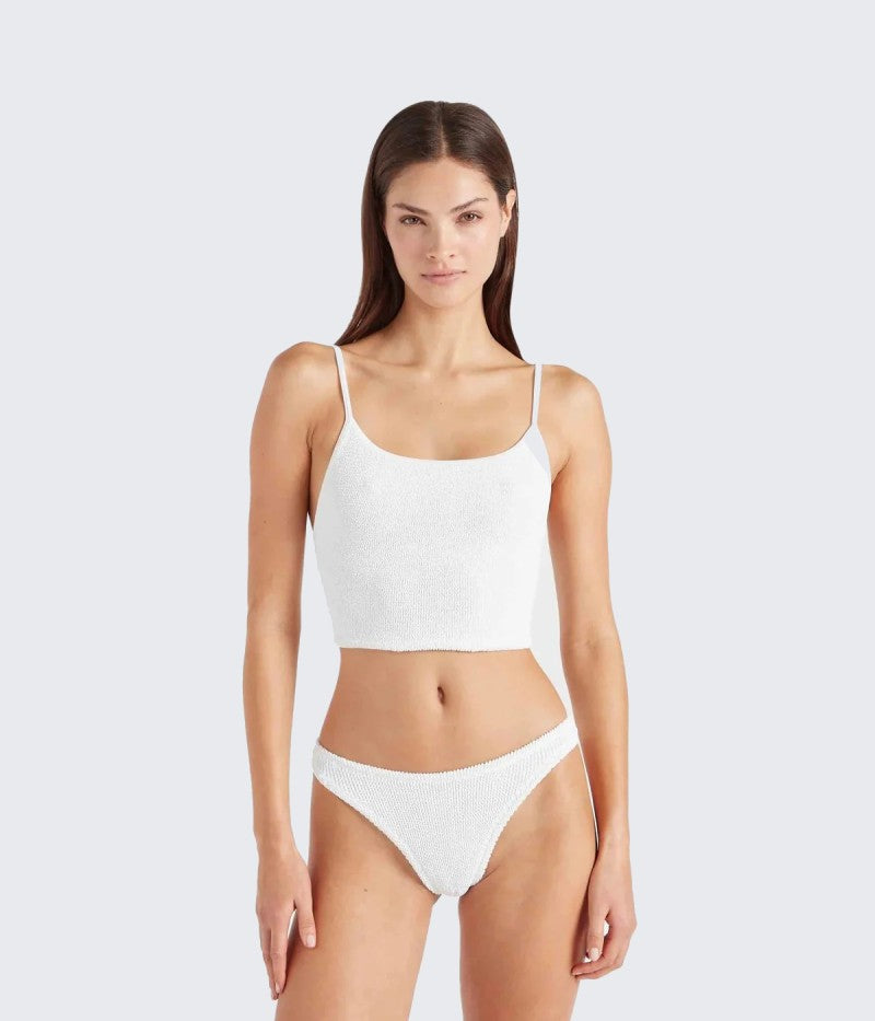 White Crinkle Strap Bikini