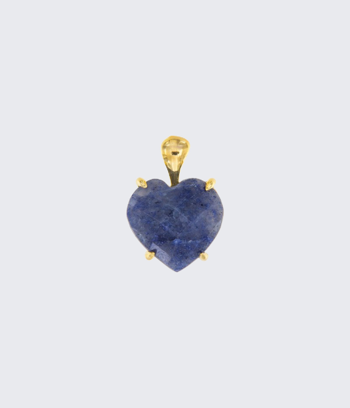 Blue Quartz Heart Pendant with Gold-Plated Silver