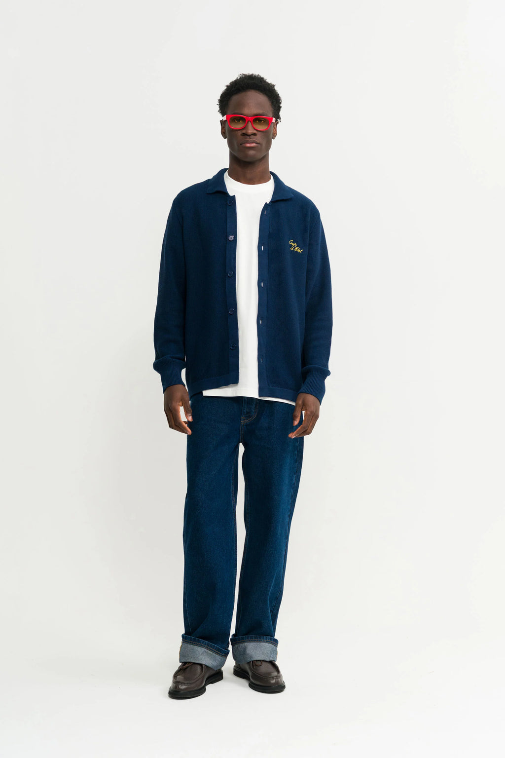 Knitted Long Sleeve Shirt Navy