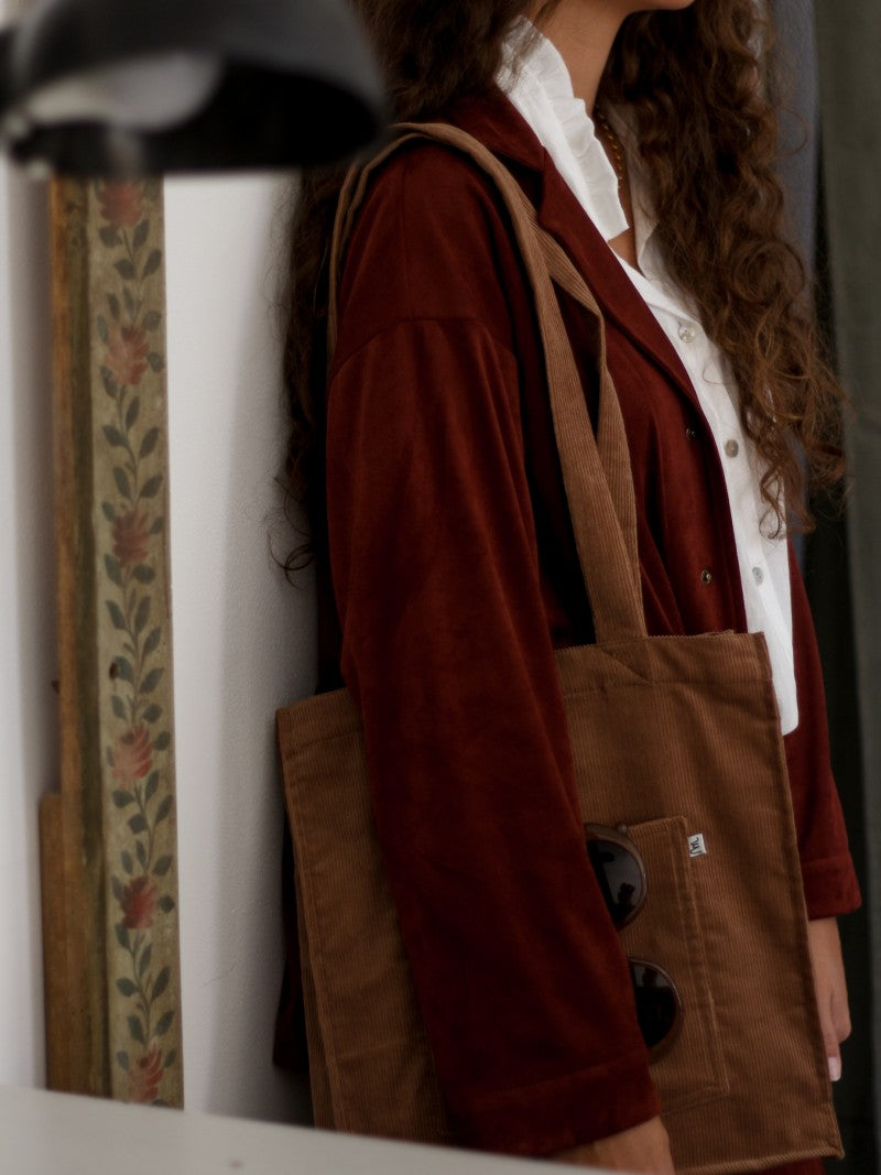 Ella Suede Overshirt in Terracotta